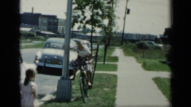 1948: beautiful girl who learning cycle without help NEW YORK