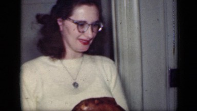 1949: pretty women cooked awesome kebab for dinner NEW YORK