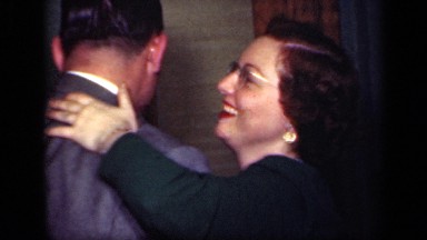 1949: women who dancing beautiful and happy with her husband NEW YORK