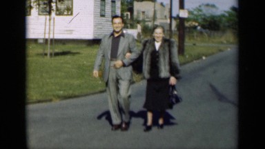 1947: people are walking on the road NEW YORK