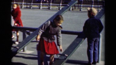1947: a little girl wants to go on a see saw NEW YORK