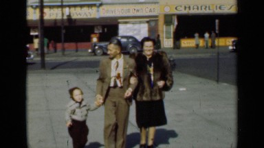 1947: people are walking on the road NEW YORK