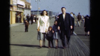 1947: people gathered and walking NEW YORK