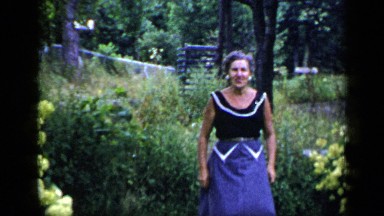 1948: a old lady is walking in the forest NEW YORK