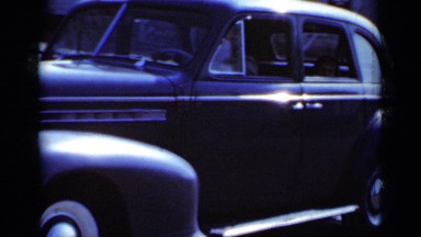 1950: a family giving a ride in the most luxurious and fantastic car NEW YORK