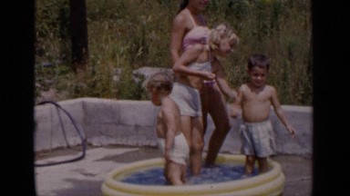 1951: the children are standing on the wonderful bathing tub NEW YORK