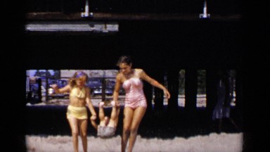 1951: the small boy playing with his sister and his mother NEW YORK