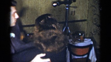 1954: couple waltzes in a restaurant at a christmas party. NEW YORK