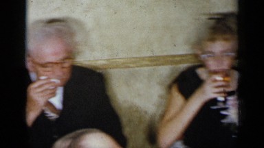 1954: party of people gathered around the table NEW YORK