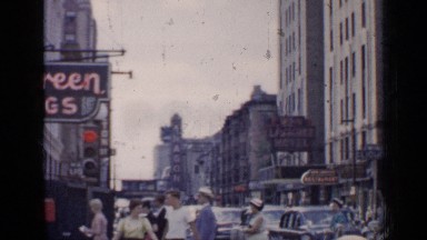 1957: the peoples are crossing the road on the red signals CHICAGO