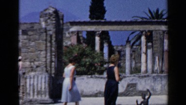 1960: two women on holiday at a temple ROME ITALY