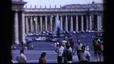 1960: people are walking around the main building that may be junction of bus