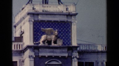 1960: strange statue on building VENICE ITALY