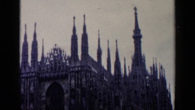 1960: footage of intricate church steeples on a fine day. VENICE ITALY