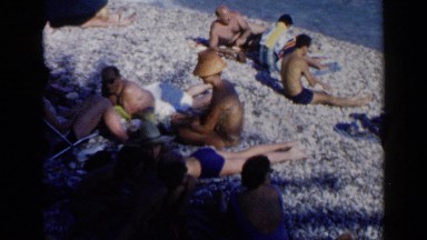 1960: people relaxing on the beach VENICE ITALY