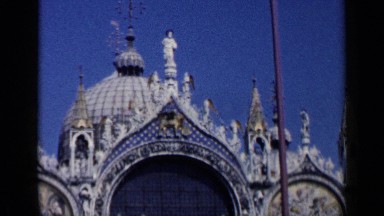 1960: a view of a church from outside while some birds flying VENICE ITALY