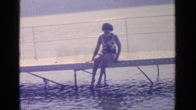 1964: the girl enjoying lonely time at the beach