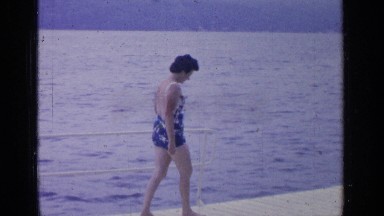 1964: a girl is walking on the way GREENWOOD LAKE NEW YORK