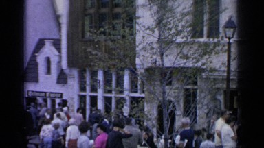 1964: people are gathered near buildings WORLDS FAIR NEW YORK