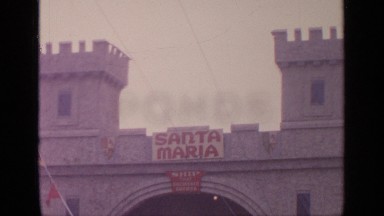 1964: people walk in front of castle santa maria in nice sunny day