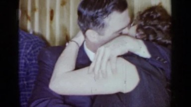 1966: a cute couple kissed on their lips for making their love confirm