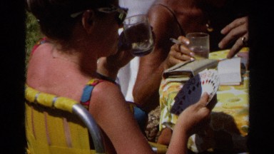 1968: ladies play cards at an outdoor gathering. SCOTTSDALE ARIZONA