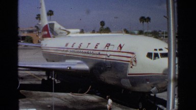 1968: western jumbo jet sitting on the tarmac in california SCOTTSDALE ARIZONA