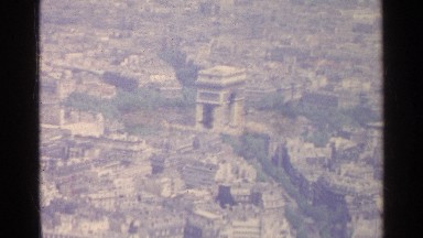 1961: an aerial view of a landmark monument located in the centre of a city