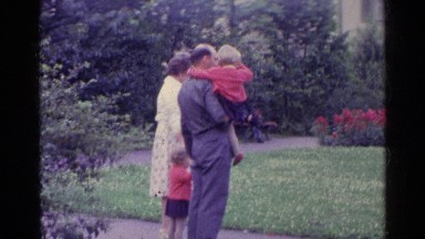 1961: 5 Family Members (3 Adults and 2 Children) Standing Outside in Switzerland