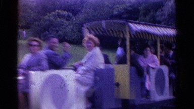 1961: Families Riding Train at Amusement Park in Switzerland