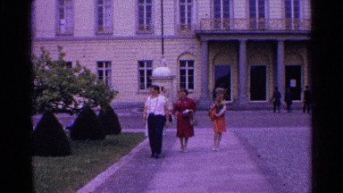 1961: young group of people walk down a pathway, sightseeing SWITZERLAND