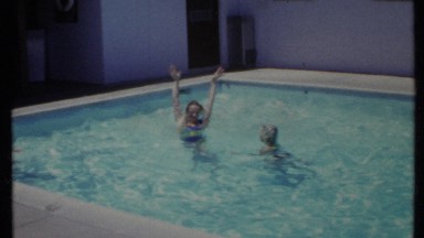 1971: the mens are relaxing in the wonderful swimming pool CALIFORNIA