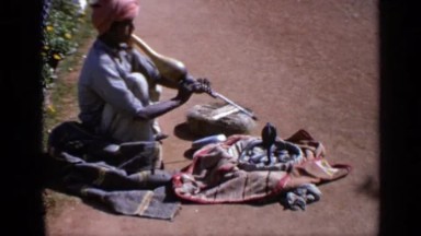 1970: Man in Turban Uses Pipe and Hand to Make Black Cobra Respond