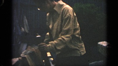 1969: woodworking in the backyard using manual tools unchanged thru the ages