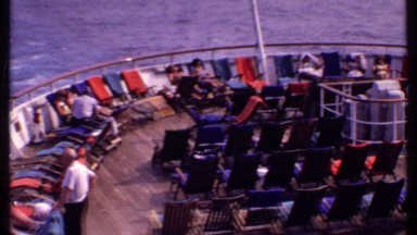 1969: the people are sitting on the huge and wonderful ship BAHAMAS