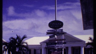 1969: a fountain of three sword fish at the beach BAHAMAS