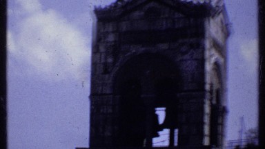 1969: bell tower overlooking the countryside. KENYA
