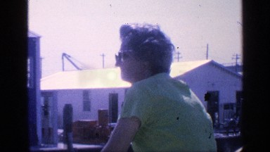 1968: seagoing troubadour whiles away the inbound leg of a boat trip