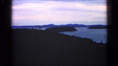 1968: panning view of ocean and islands at sunset. MASSACHUSETTS