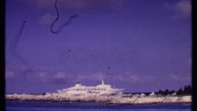 1969: video of a yacht at sea taken from the shore