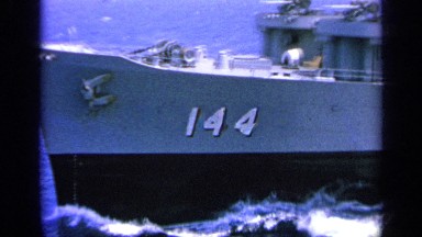 1963: A Large Naval Ship Filmed at Sea from an Aircraft Carrier in Greece