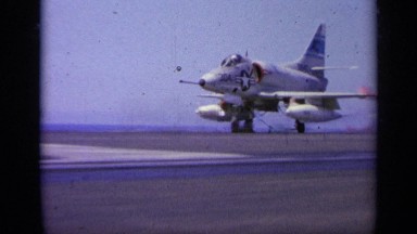 1963: Small Fighter Plane Taking Off from Aircraft Carrier Runway