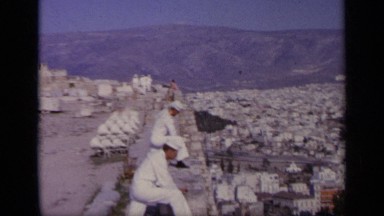 1963: People Watching City View in Greece