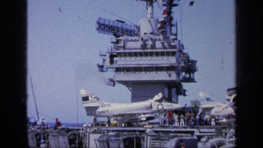 1963: USS Enterprise CVAN-65's Island Superstructure and Starboard Staging Area