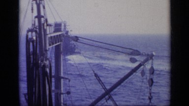 1962: a view of moving ship, while another ship moving forward ITALY