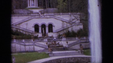 1962: Beautiful Palace Building with Fountain and Statue in Italy