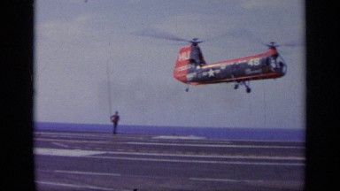 1963: helicopter landing on a war vessel GREECE
