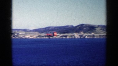 1962: Panning Footage of a Large Helicopter Flying Over the Ocean, CUBA