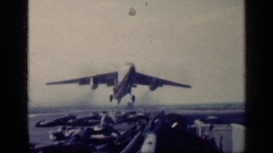 1962: Military Jet Takes Off From Aircraft Carrier in Cuba
