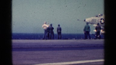 1962: Flight Deck Operations Displayed as U.S. Navy A4 Light Attack Jet Taxis